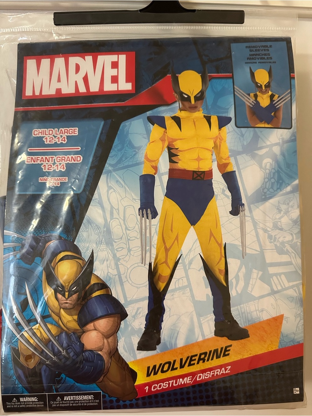 Marvel Wolverine Kids Costume - Yellow & Blue (Child Large)